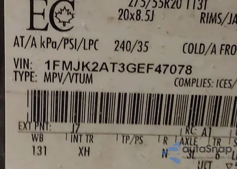 2016 Ford Expedition Max Limited from USA, damaged, VIN 1FMJK2AT3GEF47078